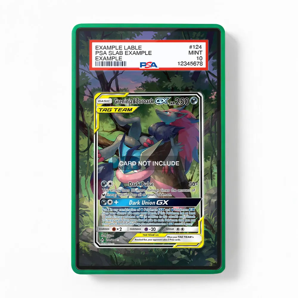 Greninja & Zoroark GX 201-214 Full Art Extended Art Display Cases - PSA Slab Case - Front View