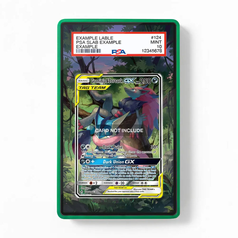 Greninja & Zoroark GX 201-214 Full Art Extended Art Display Cases - PSA Slab Case - Front View