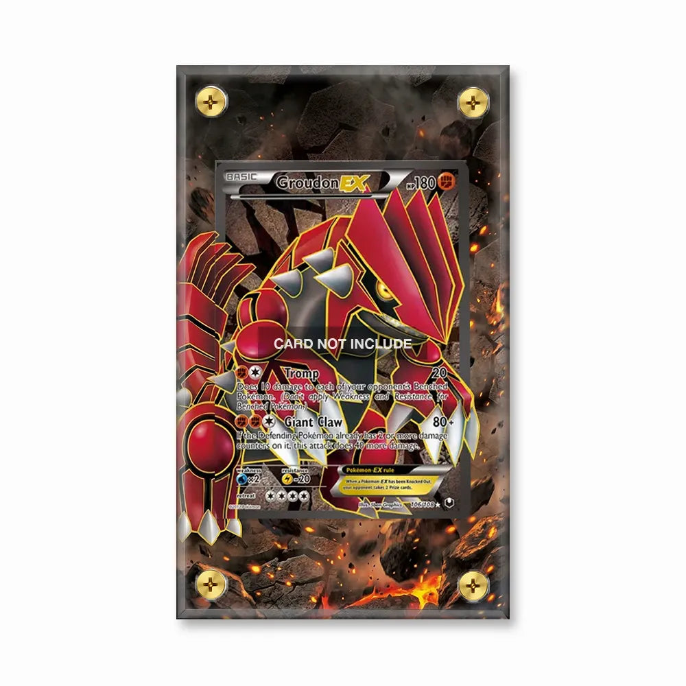 Groudon EX 106-160 Primal Clash Pokemon Cards Custom Art Display Cases - Screws Case - Front View