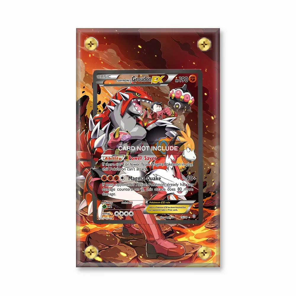 Groudon EX 118-160 Half Art Pokemon Cards Custom Art Display Cases - Screws Case - Front View