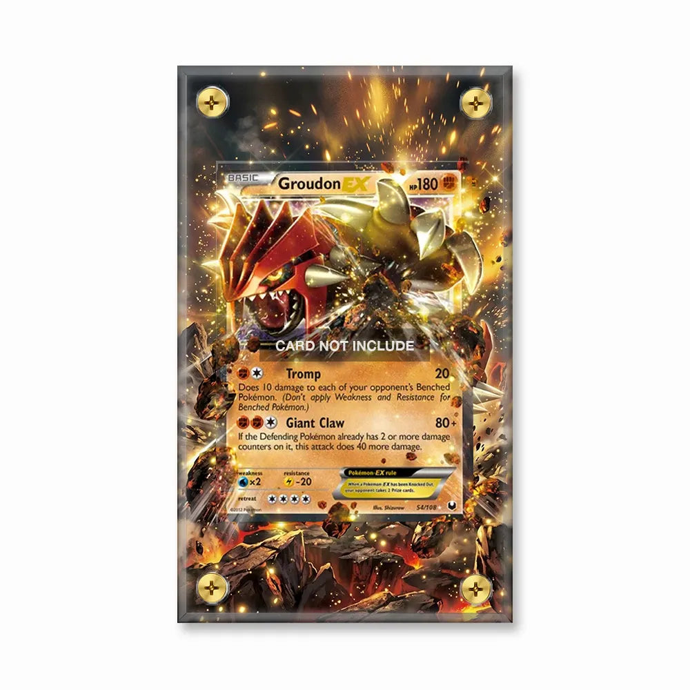 Groudon EX 54-108 Dark Explorers Pokemon Cards Custom Art Display Cases - Screws Case - Front View