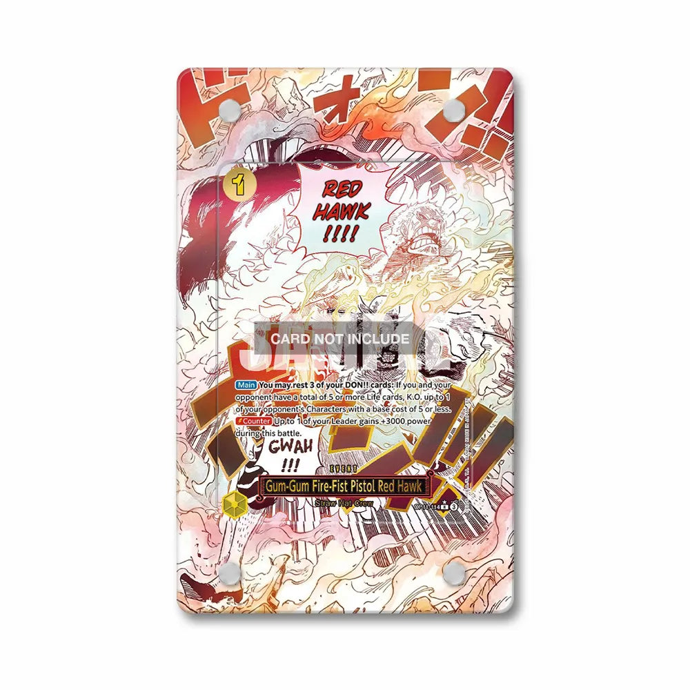 Gum-Gum Fire-Fist Pistol Red Hawk OP01-114 STRAW HAT CREW Extended Art Display Cases - Magnetic Case - Front View