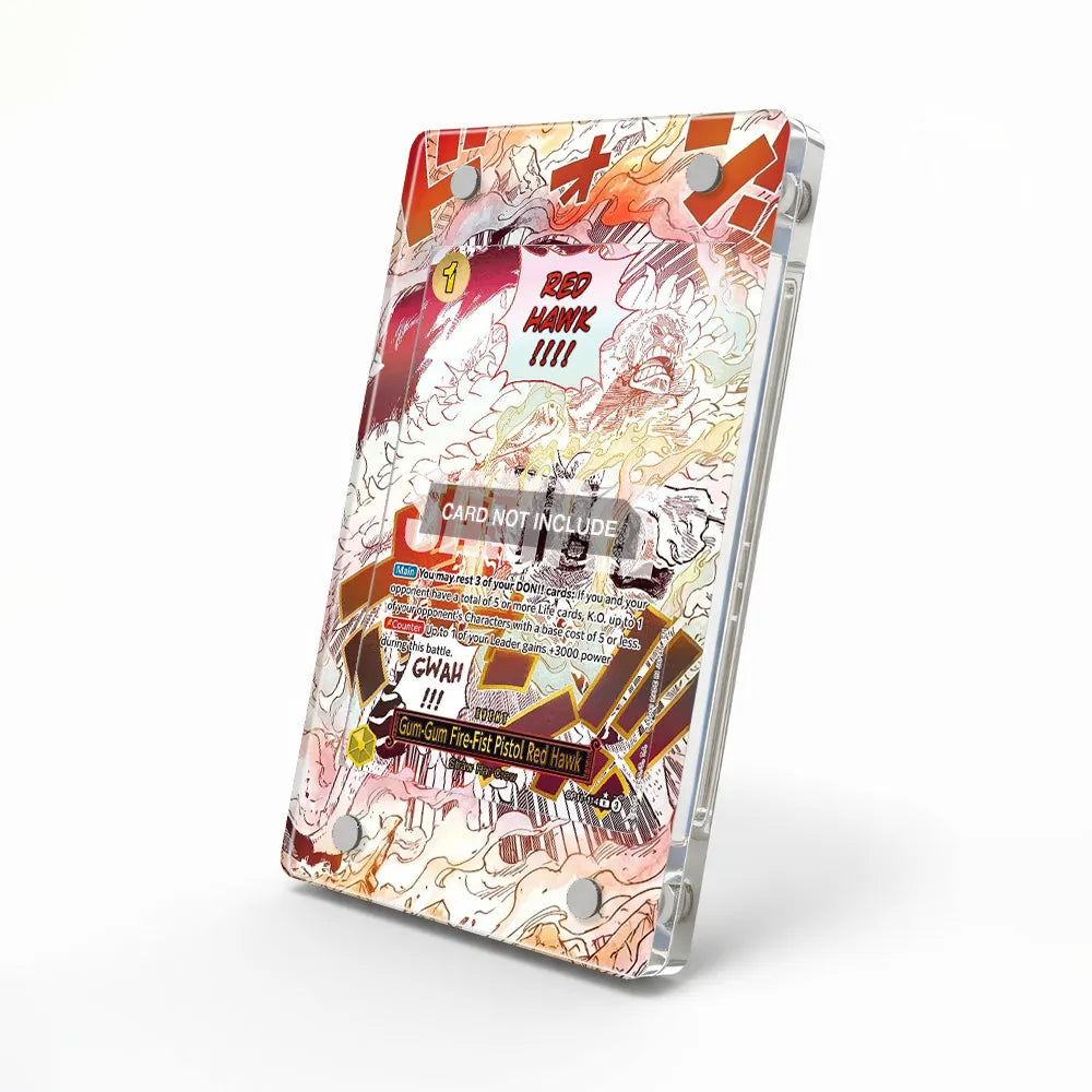 Gum-Gum Fire-Fist Pistol Red Hawk OP01-114 STRAW HAT CREW Extended Art Display Cases - Magnetic Case - Side View