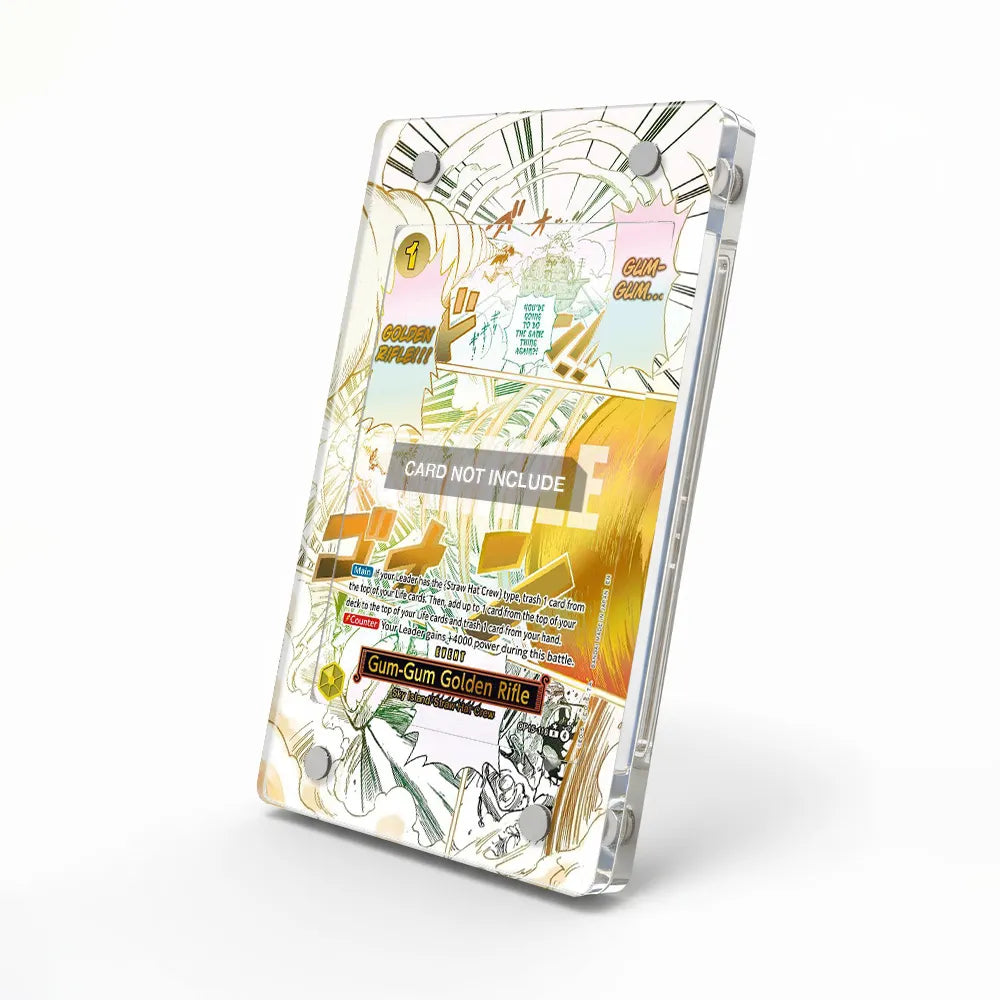 Gum-Gum Golden Rifle OP15-116 Sky Island Straw Hat Crew One Piece Cards Custom Art Display Cases - Magnetic Case - Side View