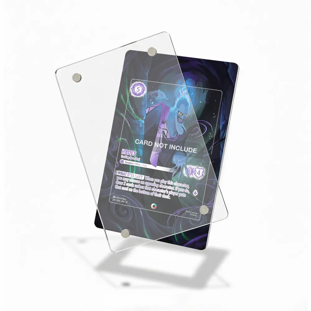 Hades 242-204 Disney Lorcana Pokemon Cards Custom Art Display Cases - Magnetic Case - Detail View