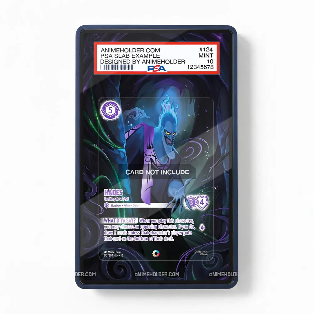 Hades 242-204 Disney Lorcana Pokemon Cards Custom Art Display Cases - PSA Slab Case - Front View