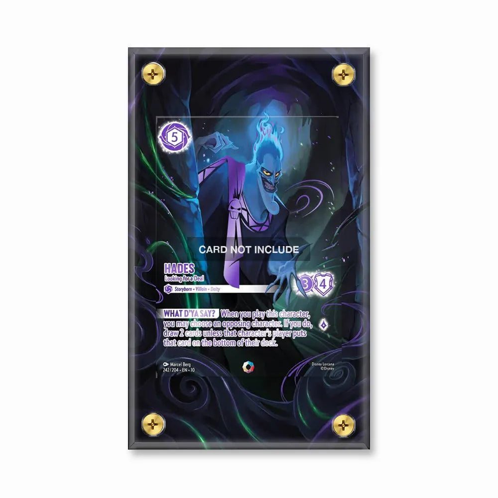 Hades 242-204 Disney Lorcana Pokemon Cards Custom Art Display Cases - Screws Case - Front View