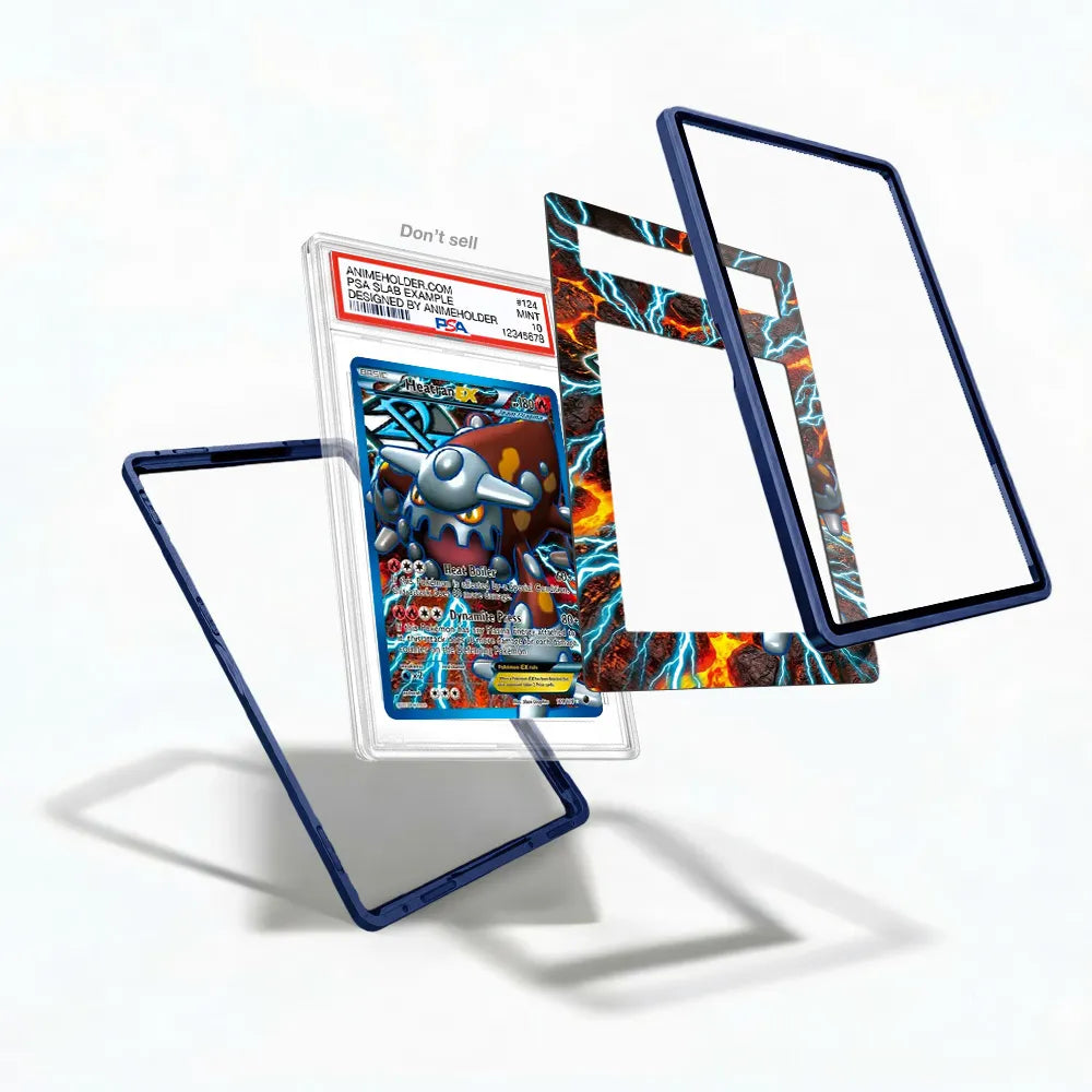 Heatran EX 18-108 Plasma Storm Pokemon Cards Custom Art Display Cases - PSA Slab Case - Detail View
