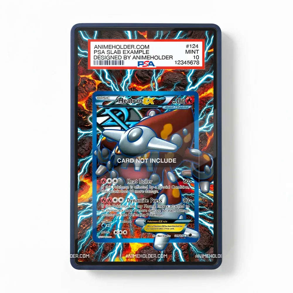 Heatran EX 18-108 Plasma Storm Pokemon Cards Custom Art Display Cases - PSA Slab Case - Front View