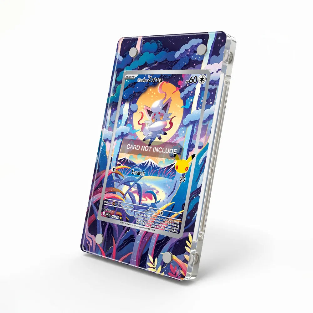Hisuian Zorua 145-128 Illustration Rare 30th Anniversary Pokemon Cards Custom Art Display Cases - Magnetic Case - Side View
