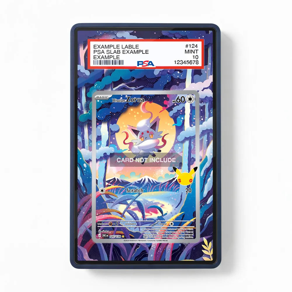 Hisuian Zorua 145-128 Illustration Rare 30th Anniversary Pokemon Cards Custom Art Display Cases - PSA Slab Case - Front View