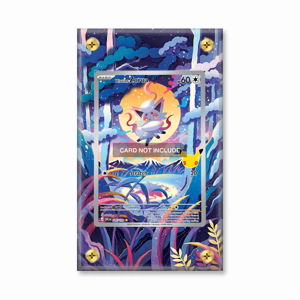Hisuian Zorua 145-128 Illustration Rare 30th Anniversary Pokemon Cards Custom Art Display Cases - Screws Case - Front View