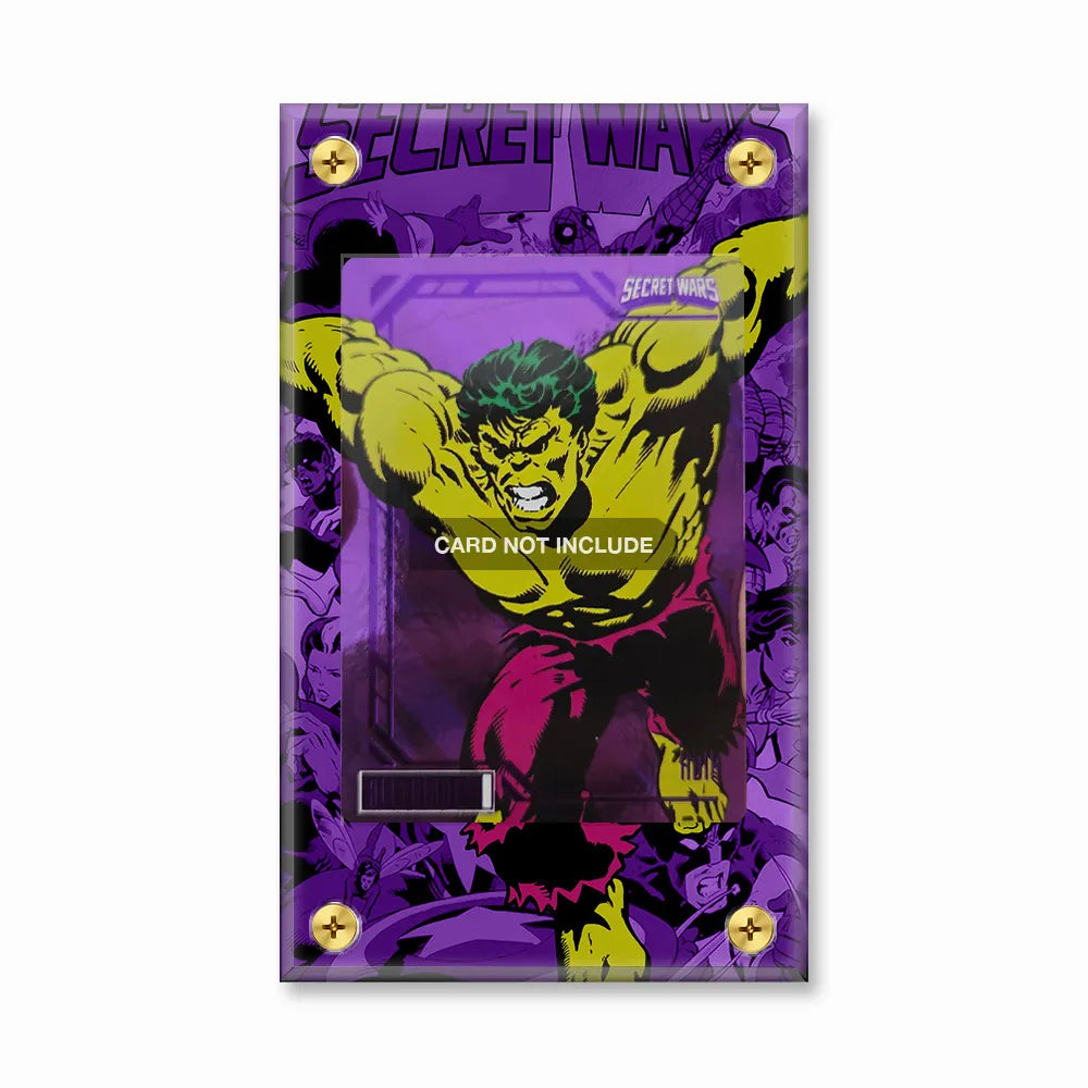 Hulk Secret Wars Purple Parallel Pokemon Cards Extended Art Display Cases - Screws Case - Front View