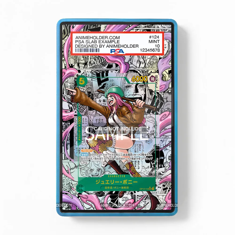 Jewelry Bonney 118 Manga Alternate Art Pokemon Cards Custom Art Display Cases - PSA Slab Case - Front View
