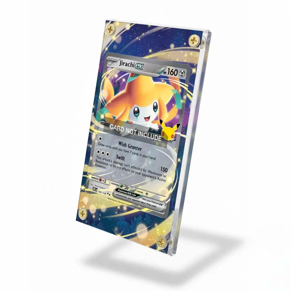 Jirachi ex 102-128 Double Rare 30th Anniversary Pokemon Cards Custom Art Display Cases - Screws Case - Side View