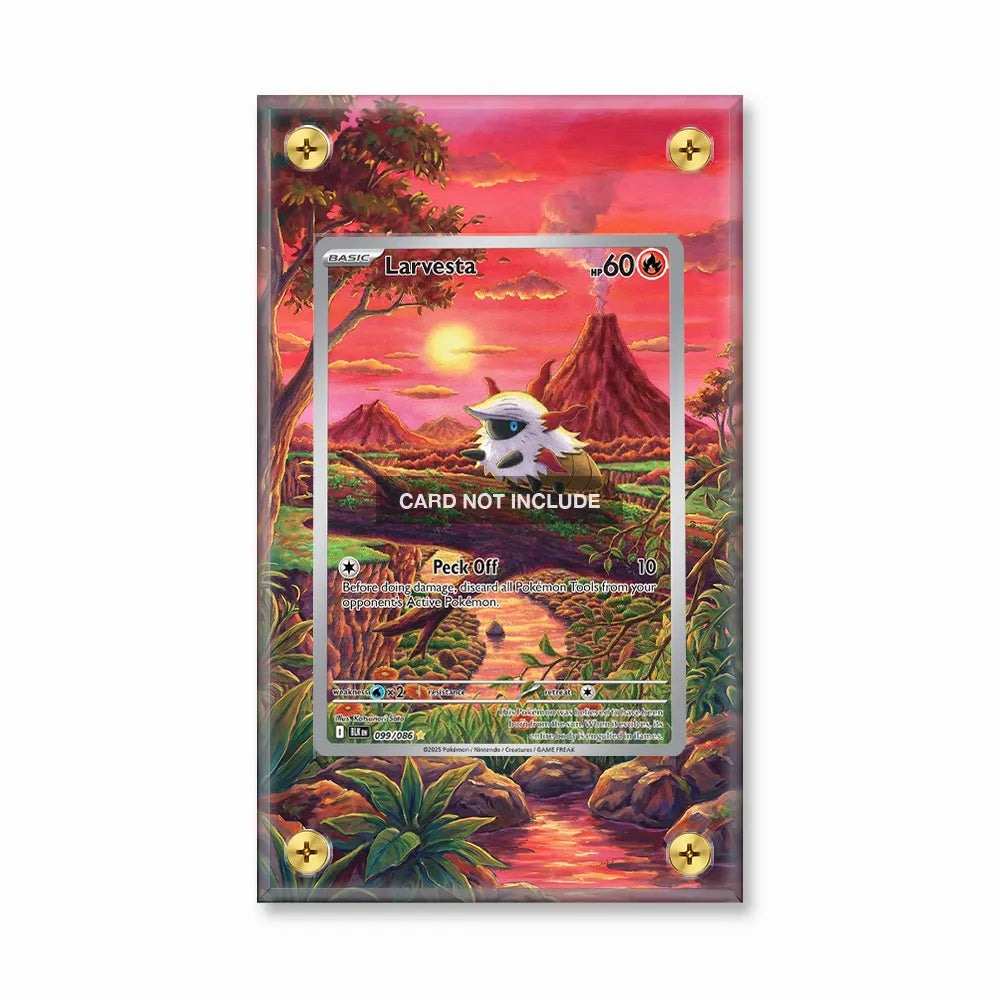 Larvesta 099-086 Black Bolt Pokemon Cards Extended Art Display Cases - Screws Case - Front View