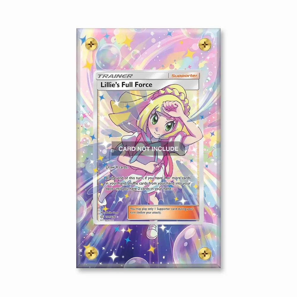 Lillie's Full Force 230-236 FA Cosmic Eclipse Pokemon Cards Custom Art Display Cases - Screws Case - Front View