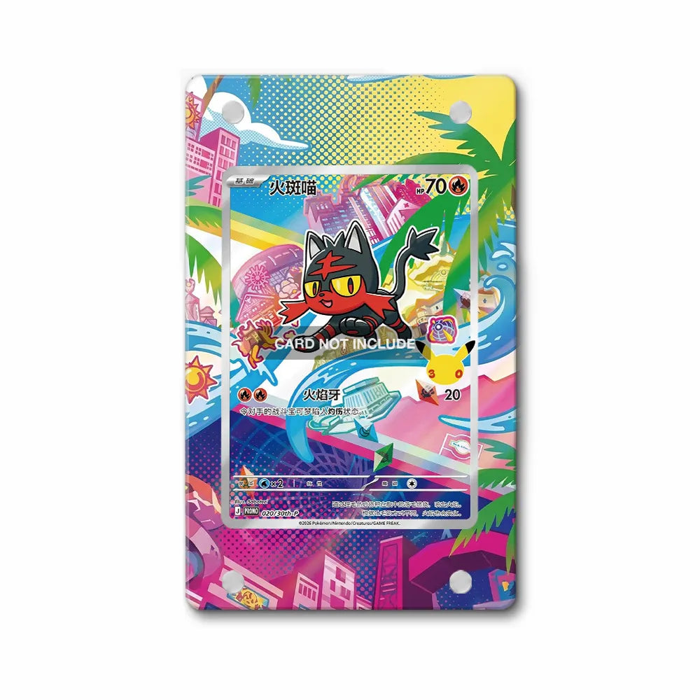 Litten 020-30th-P Promo 30th Anniversary Pokemon Cards Custom Art Display Cases - Magnetic Case - Front View