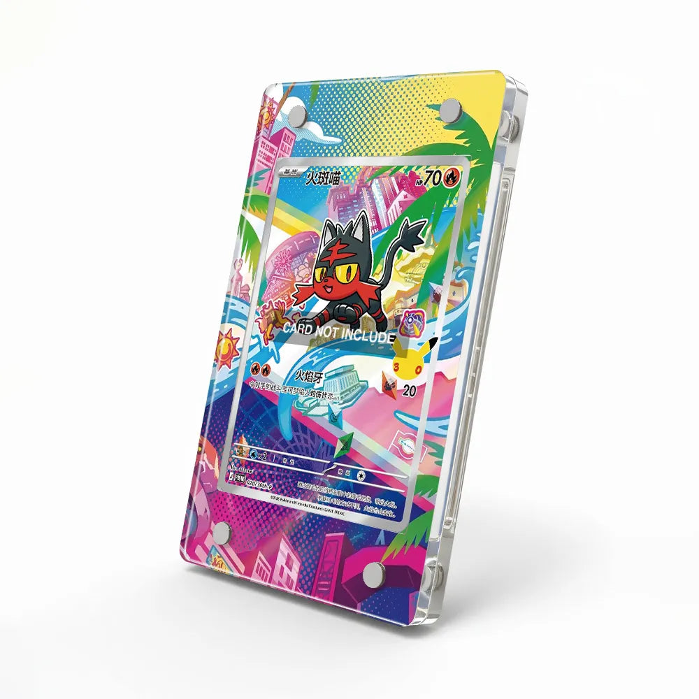 Litten 020-30th-P Promo 30th Anniversary Pokemon Cards Custom Art Display Cases - Magnetic Case - Side View