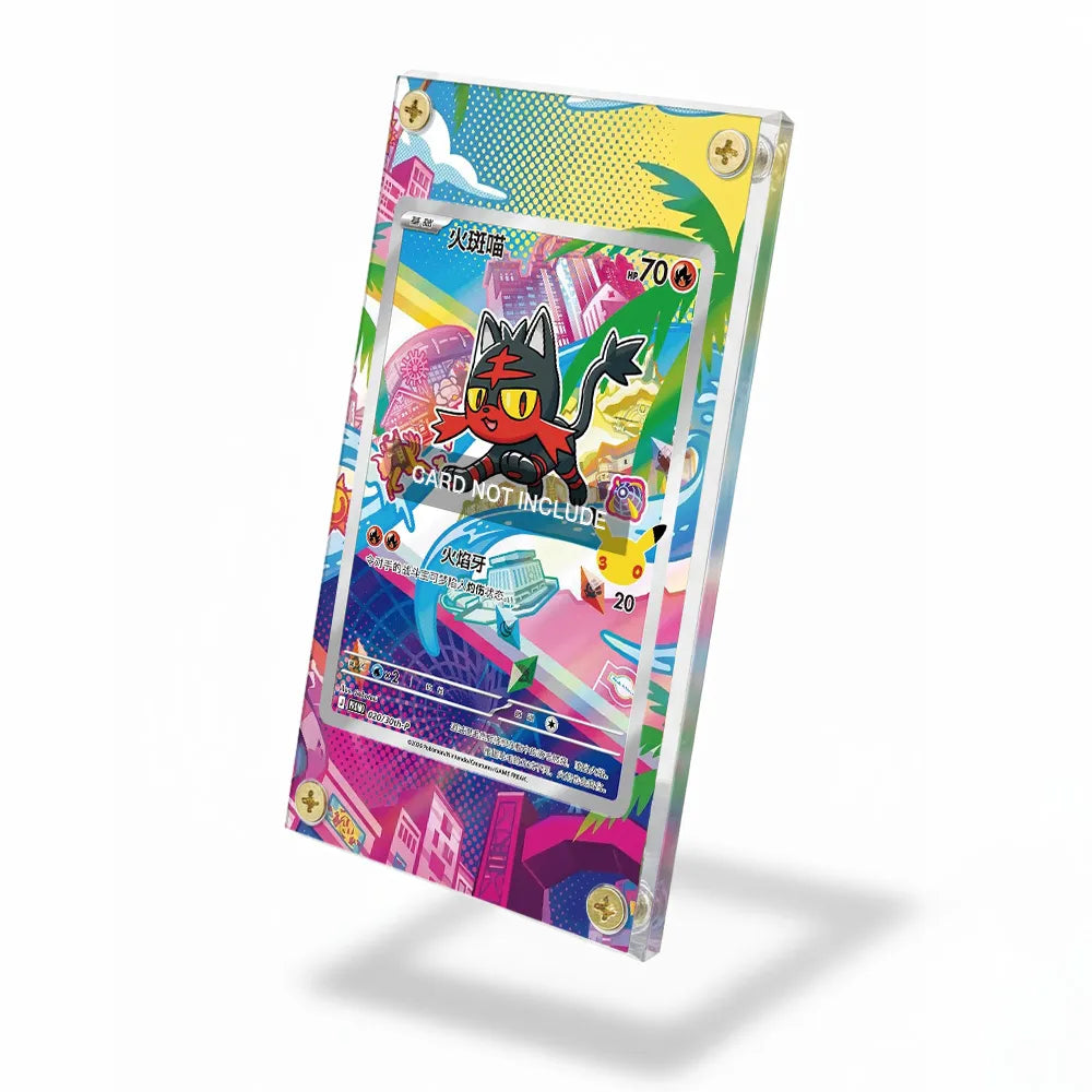 Litten 020-30th-P Promo 30th Anniversary Pokemon Cards Custom Art Display Cases - Screws Case - Side View