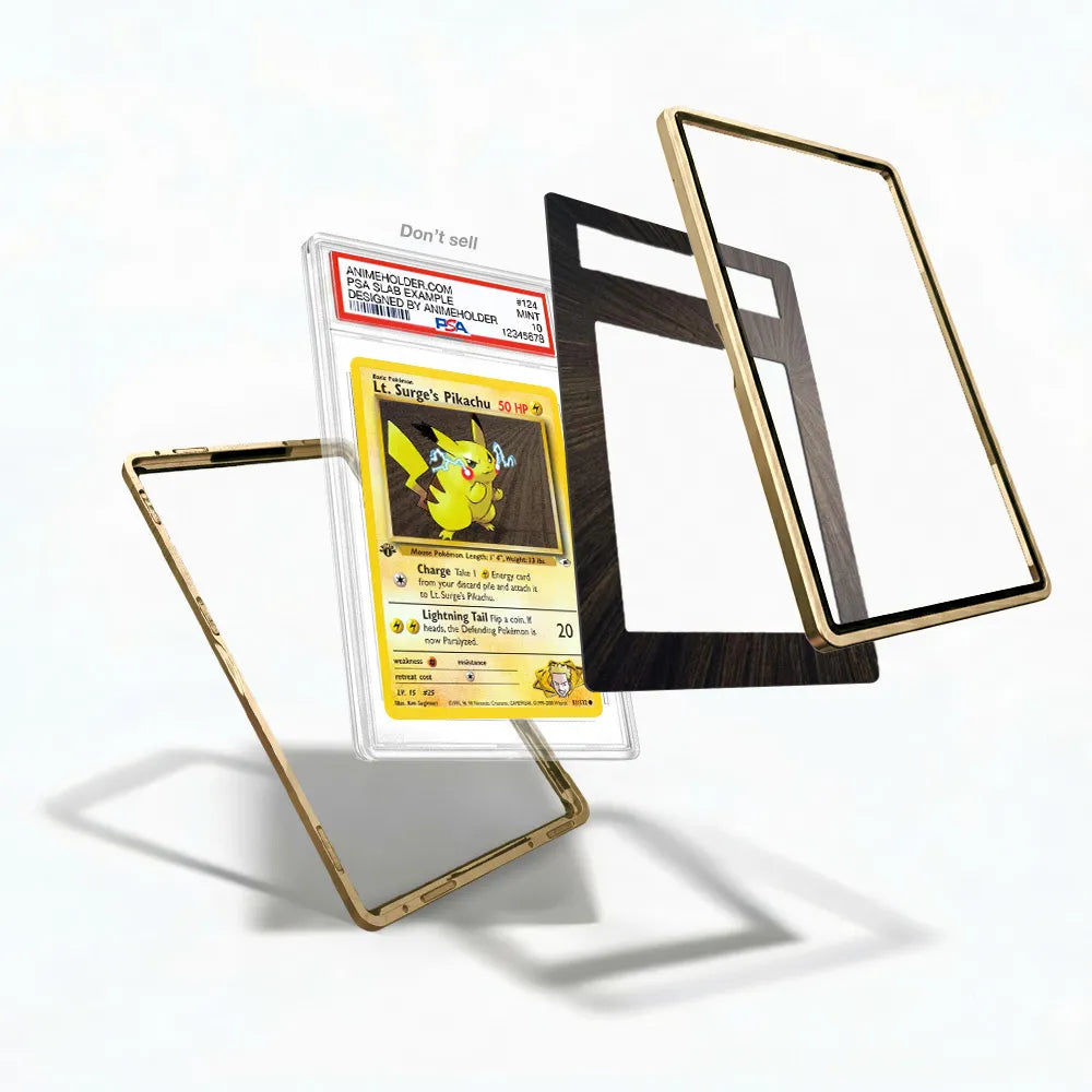 Lt. Surge's Pikachu 81-132 Gym Heroes Pokemon Cards Custom Art Display Cases - PSA Slab Case - Detail View