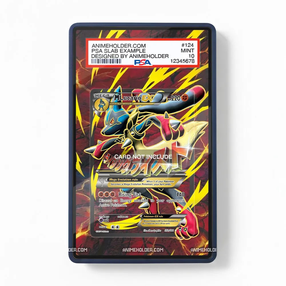 Lucario EX 55a Mega Powers Collection Pokemon Cards Custom Art Display Cases - PSA Slab Case - Front View