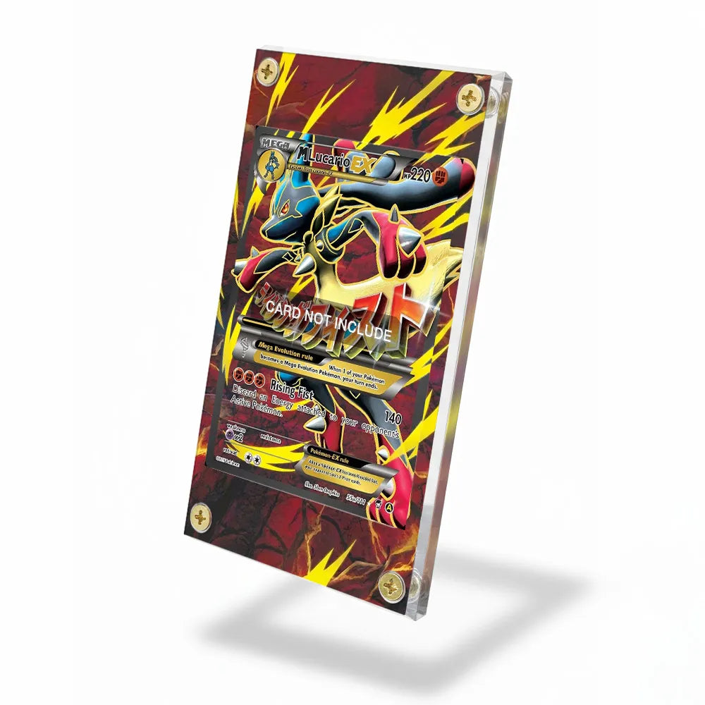 Lucario EX 55a Mega Powers Collection Pokemon Cards Custom Art Display Cases - Screws Case - Side View