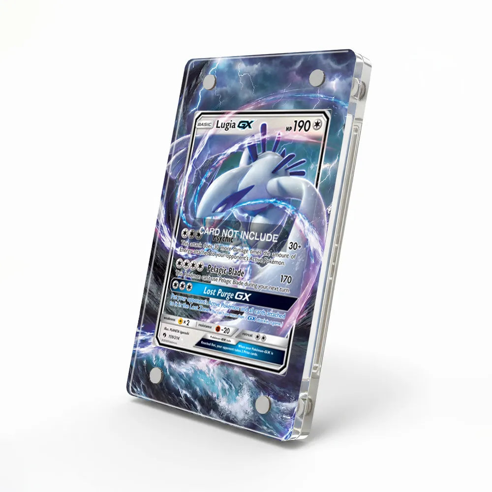 Lugia GX 159 Pokemon Lost Thunder Extended Art Display Cases - Magnetic Case - Side View