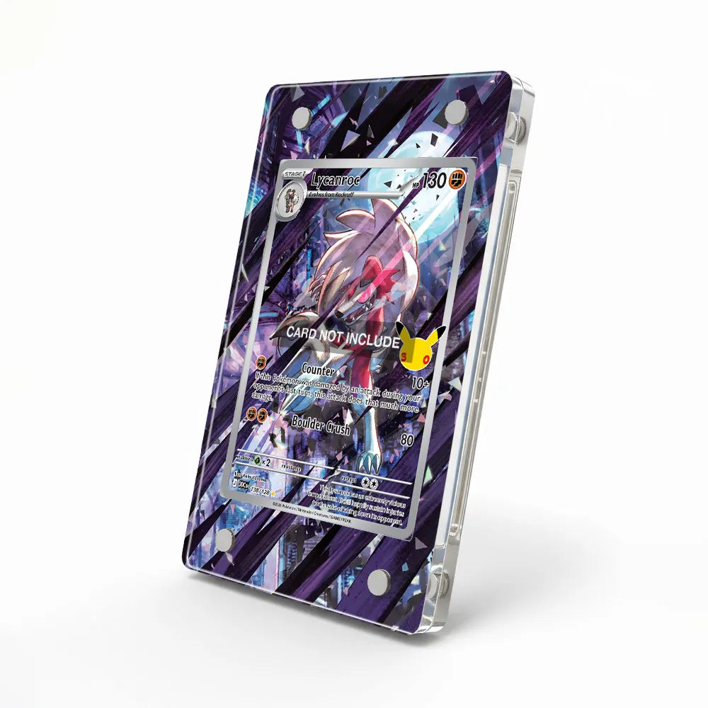 Lycanroc 138-128 Illustration Rare 30th Anniversary Pokemon Cards Custom Art Display Cases - Magnetic Case - Side View