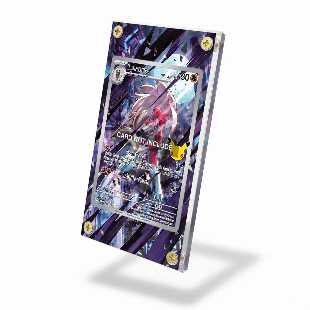 Lycanroc 138-128 Illustration Rare 30th Anniversary Pokemon Cards Custom Art Display Cases - Screws Case - Side View