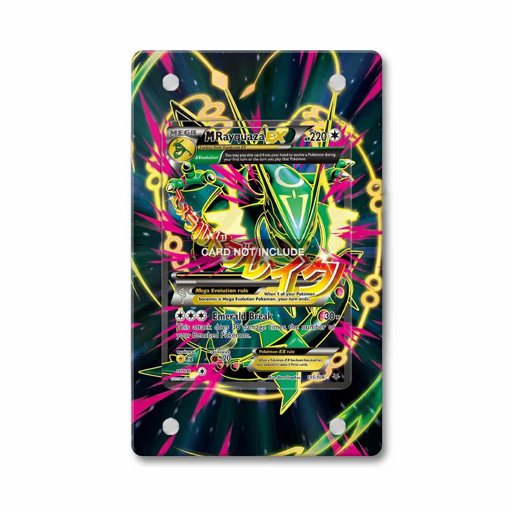 M Rayquaza EX 105-108 Ultra Rare Roaring Skies Extended Art Display Cases - Magnetic Case - Front View