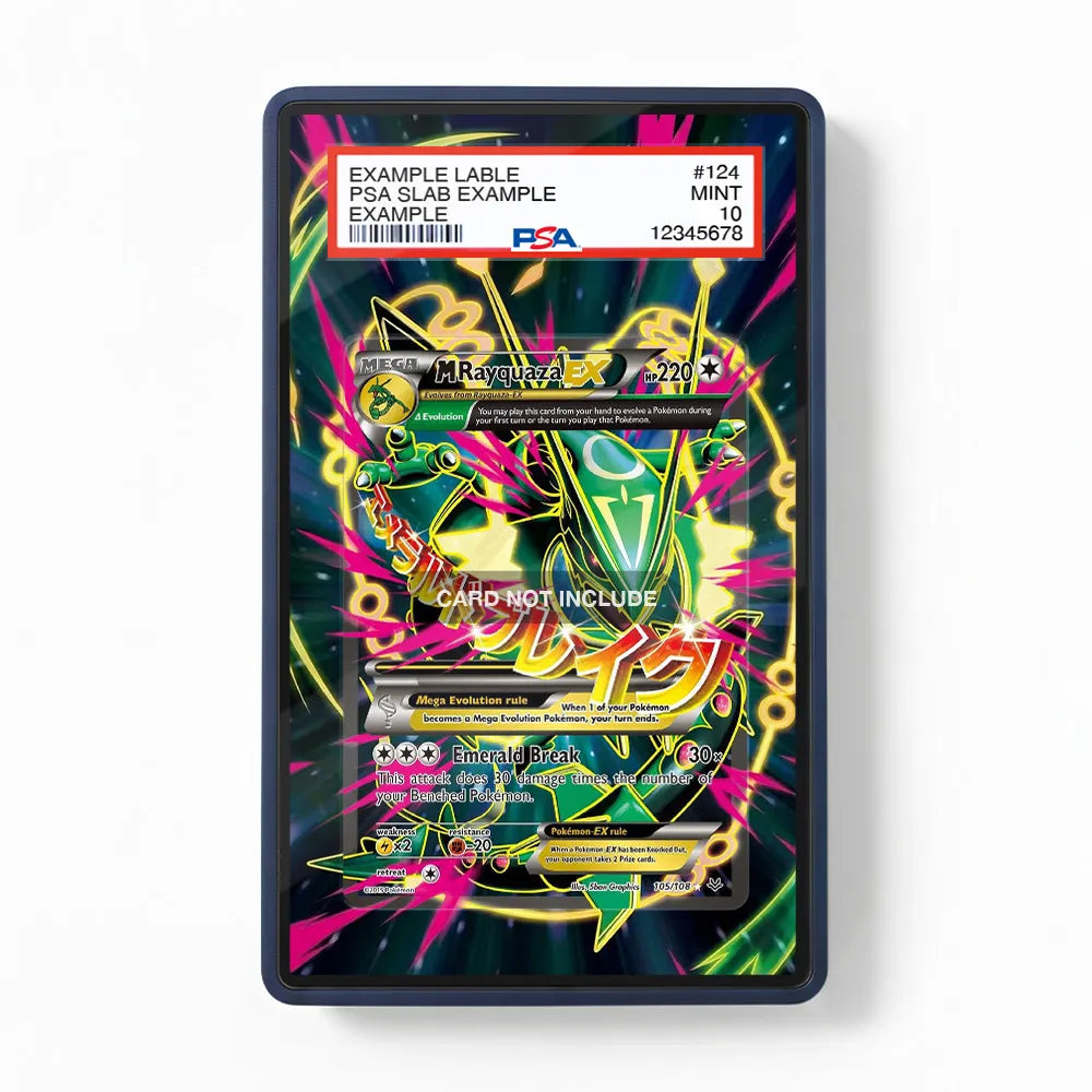 M Rayquaza EX 105-108 Ultra Rare Roaring Skies Extended Art Display Cases - PSA Slab Case - Front View