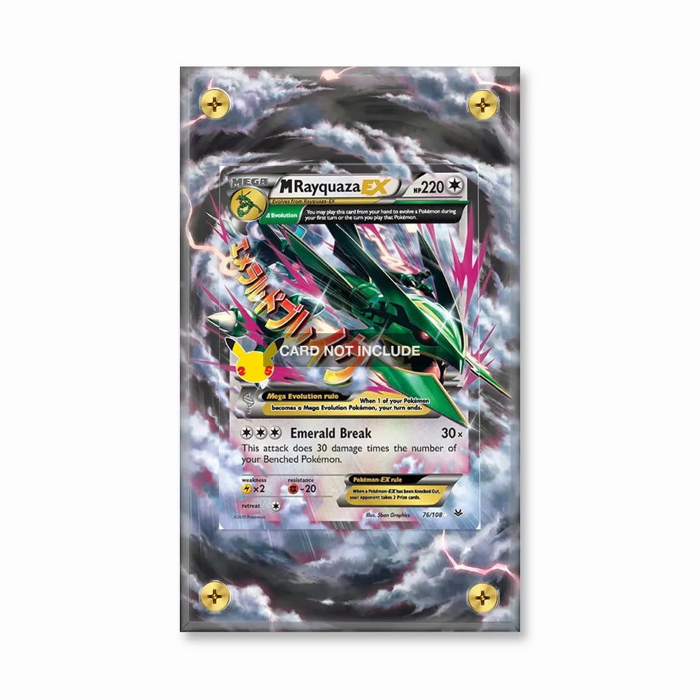 M Rayquaza EX 76-108 25th Celebrations Pokemon Cards Custom Art Display Cases - Screws Case - Front View