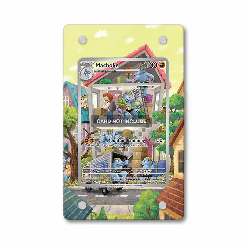 Machoke 177-165 IR AR Pokemon 151 Extended Art Display Cases - Magnetic Case - Front View