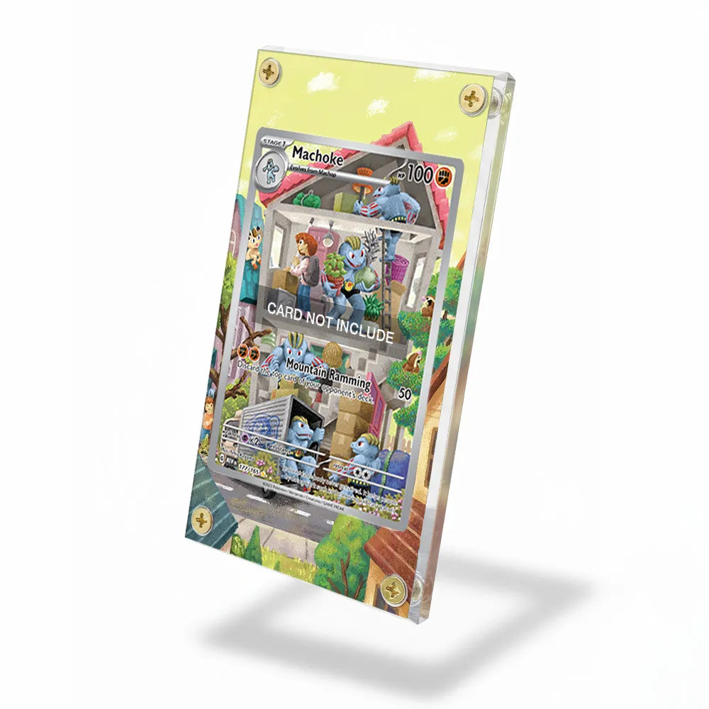 Machoke 177-165 IR AR Pokemon 151 Extended Art Display Cases - Screws Case - Side View