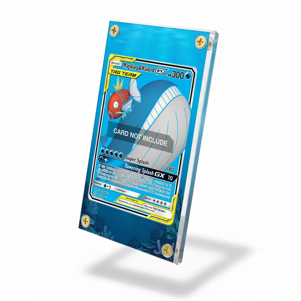 Magikarp & Wailord GX 160-181 Team Up Pokemon Cards Custom Art Display Cases - Screws Case - Side View