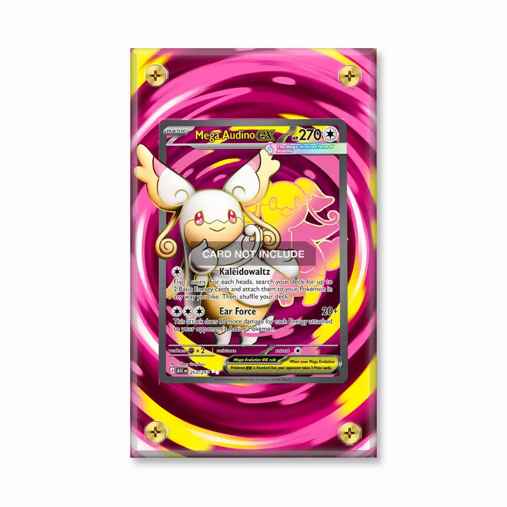Mega Audino EX 253-217 Ascended Heroes Pokemon Cards Extended Art Display Cases - Screws Case - Front View