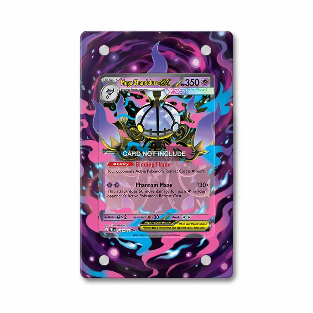Mega Chandelure ex 038-084 Ultra Rare PBL Custom Card Extended Art Display Cases - PSA Slab Case - Front View