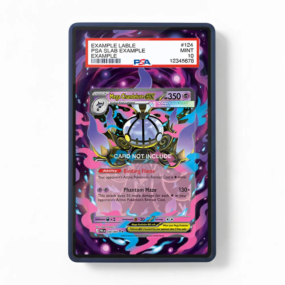 Mega Chandelure ex 038-084 Ultra Rare PBL Custom Card Extended Art Display Cases - PSA Slab Case - Front View
