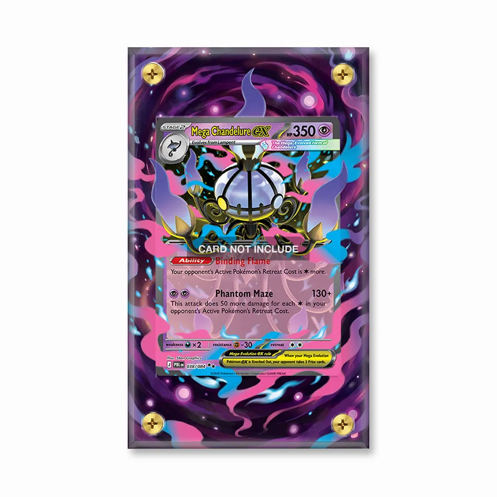 Mega Chandelure ex 038-084 Ultra Rare PBL Custom Card Extended Art Display Cases - Screws Case - Front View