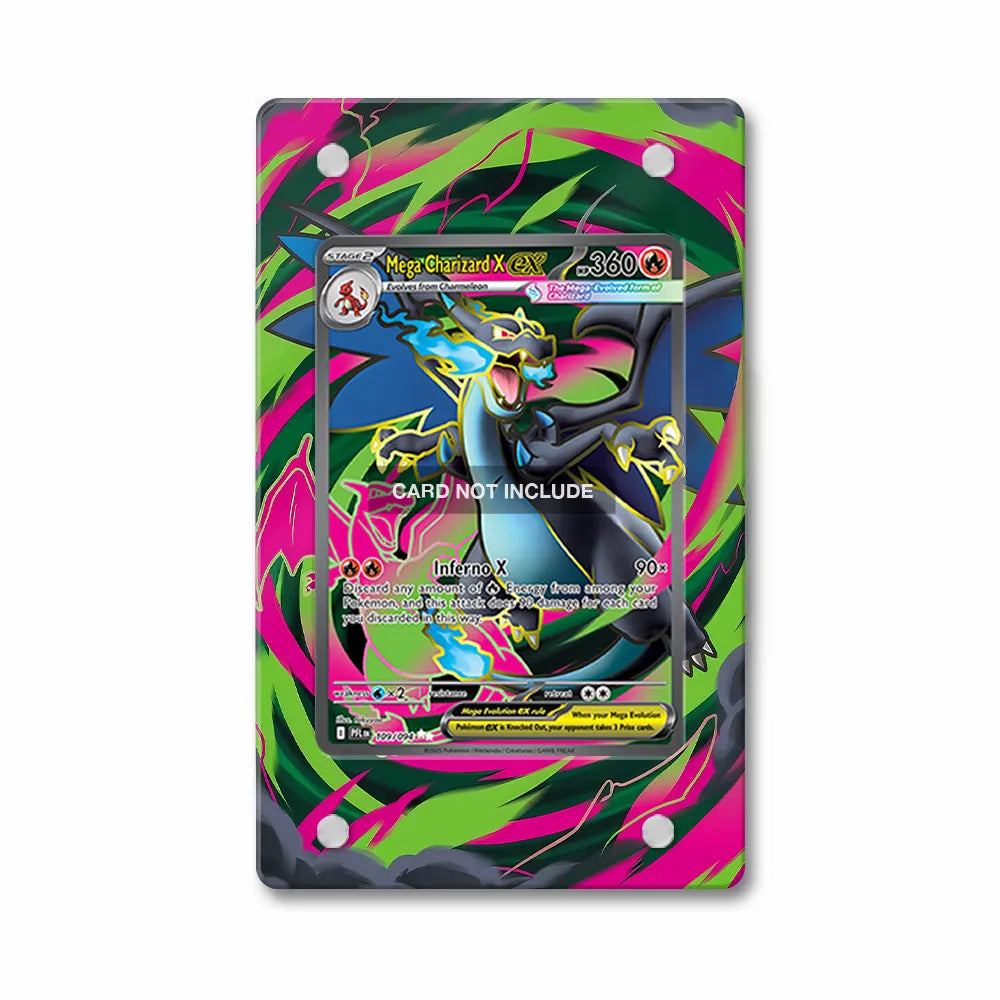 Mega Charizard X ex 109-094 SR Phantasma Flames Extended Art Display Cases - Magnetic Case - Front View