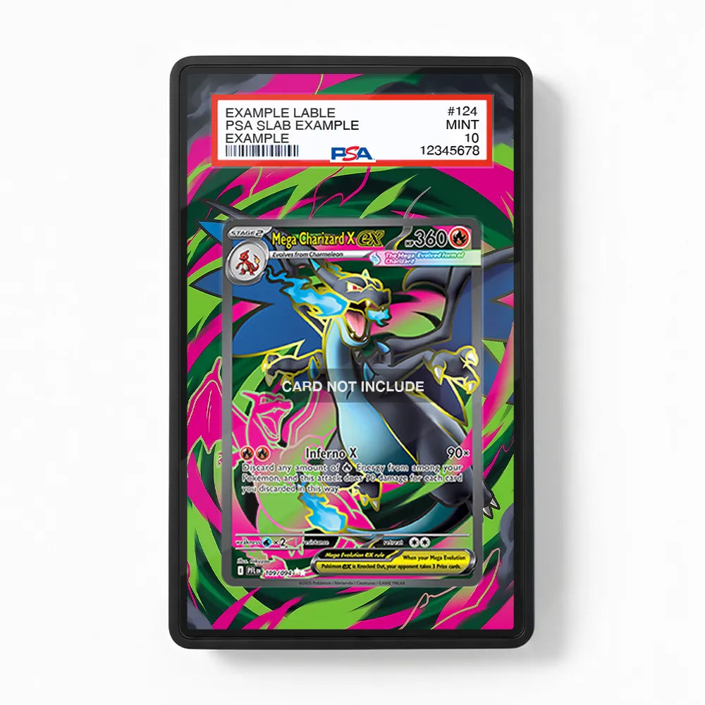 Mega Charizard X ex 109-094 SR Phantasma Flames Extended Art Display Cases - PSA Slab Case - Front View