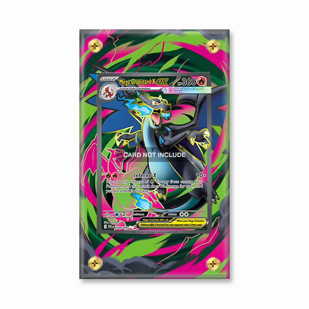 Mega Charizard X ex 109-094 SR Phantasma Flames Extended Art Display Cases - Screws Case - Front View