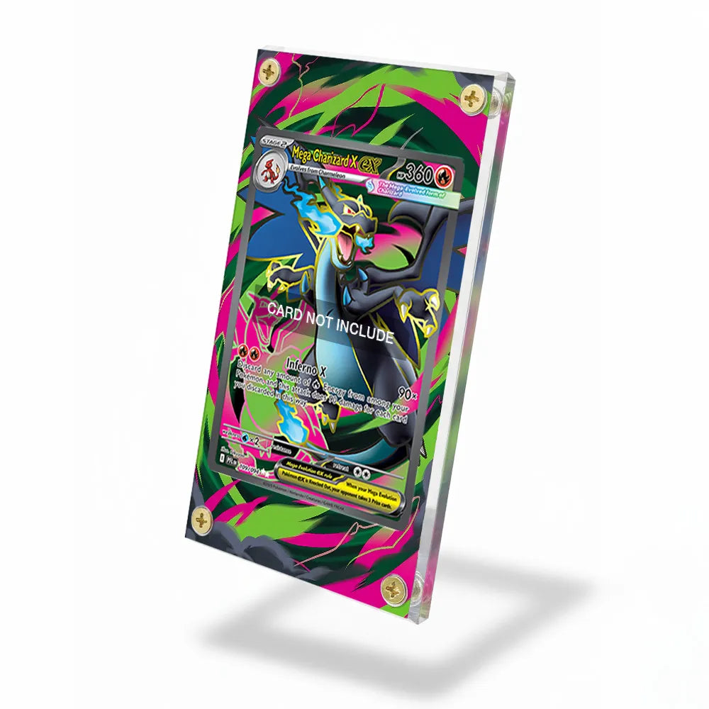 Mega Charizard X ex 109-094 SR Phantasma Flames Extended Art Display Cases - Screws Case - Side View