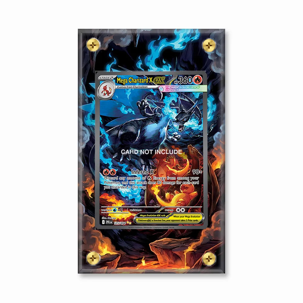 Mega Charizard X ex 125-094 SIR SAR Phantasma Flames Extended Art Display Cases - Screws Case - Front View