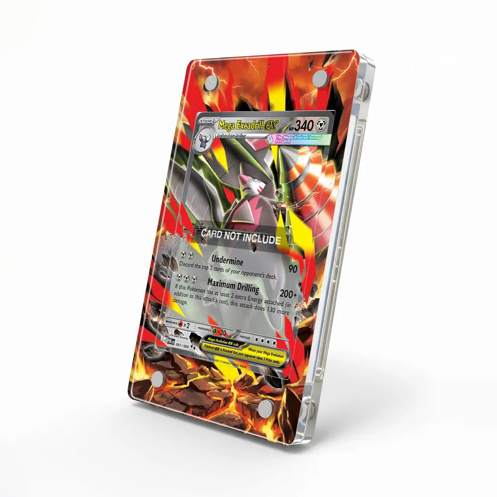 Mega Excadrill ex 065-084 Double Rare PBL Extended Art Display Cases - Magnetic Case - Side View