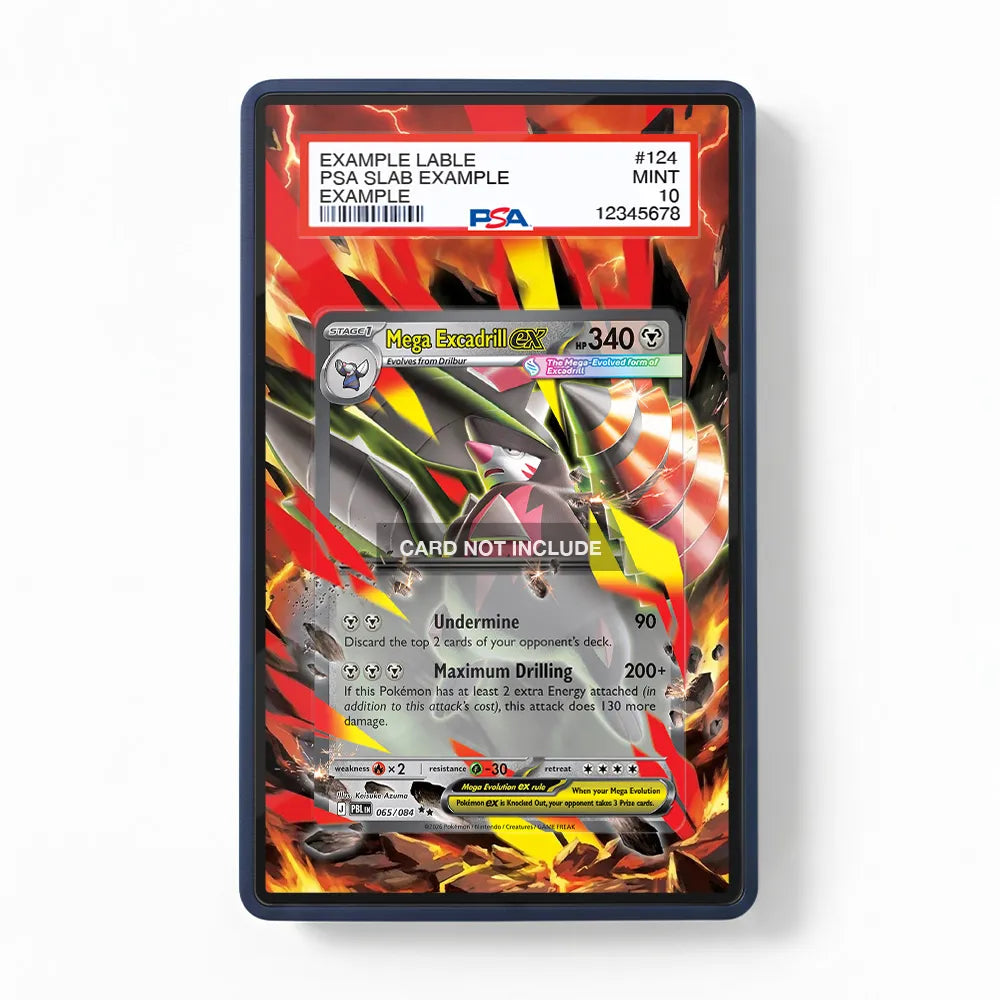 Mega Excadrill ex 065-084 Double Rare PBL Extended Art Display Cases - PSA Slab Case - Front View
