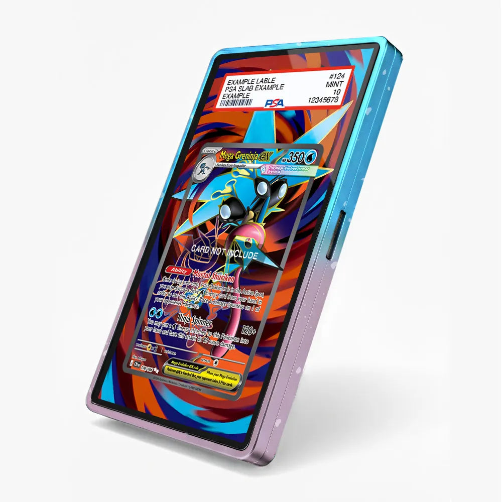Mega Greninja ex Secret Rare SR Ninja Spinner Chaos Rising Extended Art Display Cases - PSA Slab Case - Side View