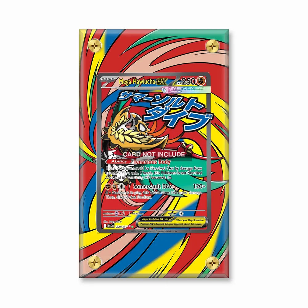 Mega Hawlucha ex 268-217 Special Illustration Rare ASC Pokemon Cards Custom Art Display Cases - Screws Case - Front View