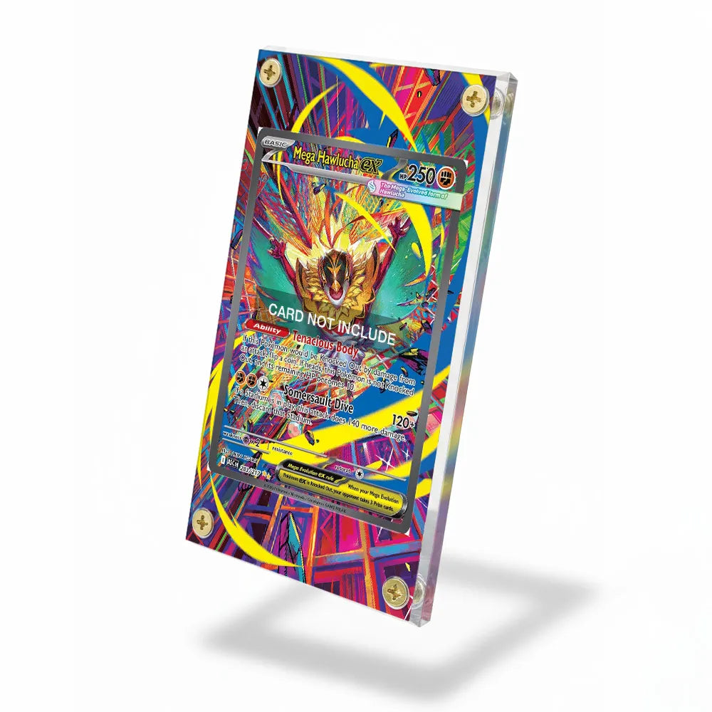 Mega Hawlucha ex 283-217 Special Illustration Rare ASC Extended Art Display Cases - Screws Case - Side View